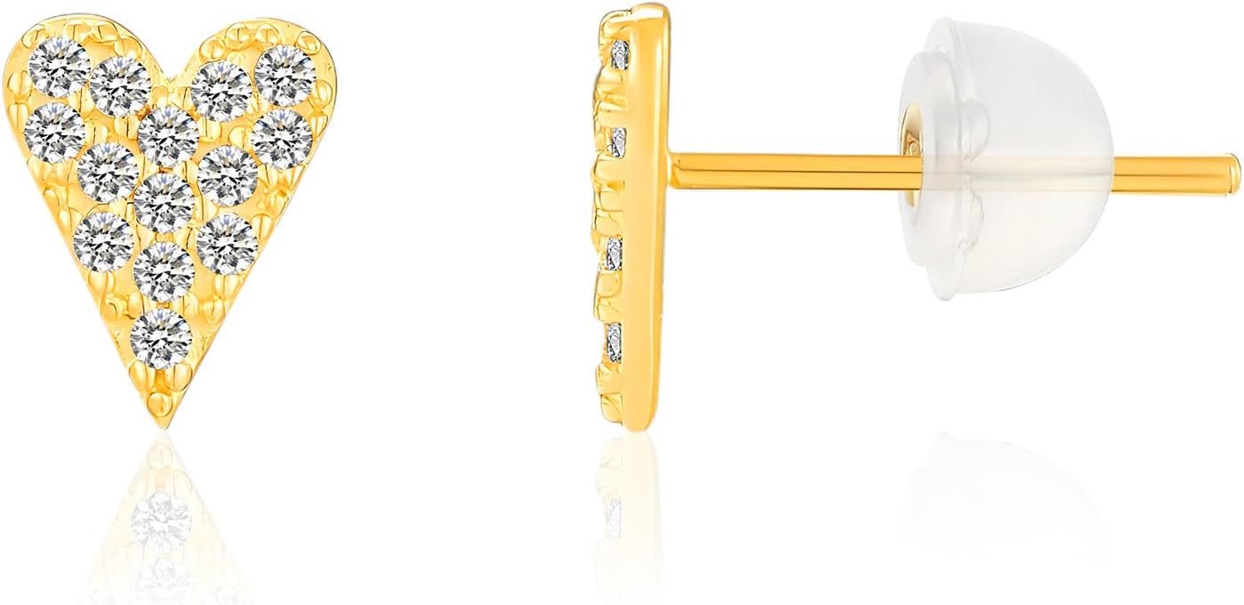 10k Yellow Gold Cubic Zirconia Earrings for Women | CZ Gold Stud Earrings for Women | Anti-Tarnishing Cubic Zirconia Studs in Various Designs by MAX + STONE