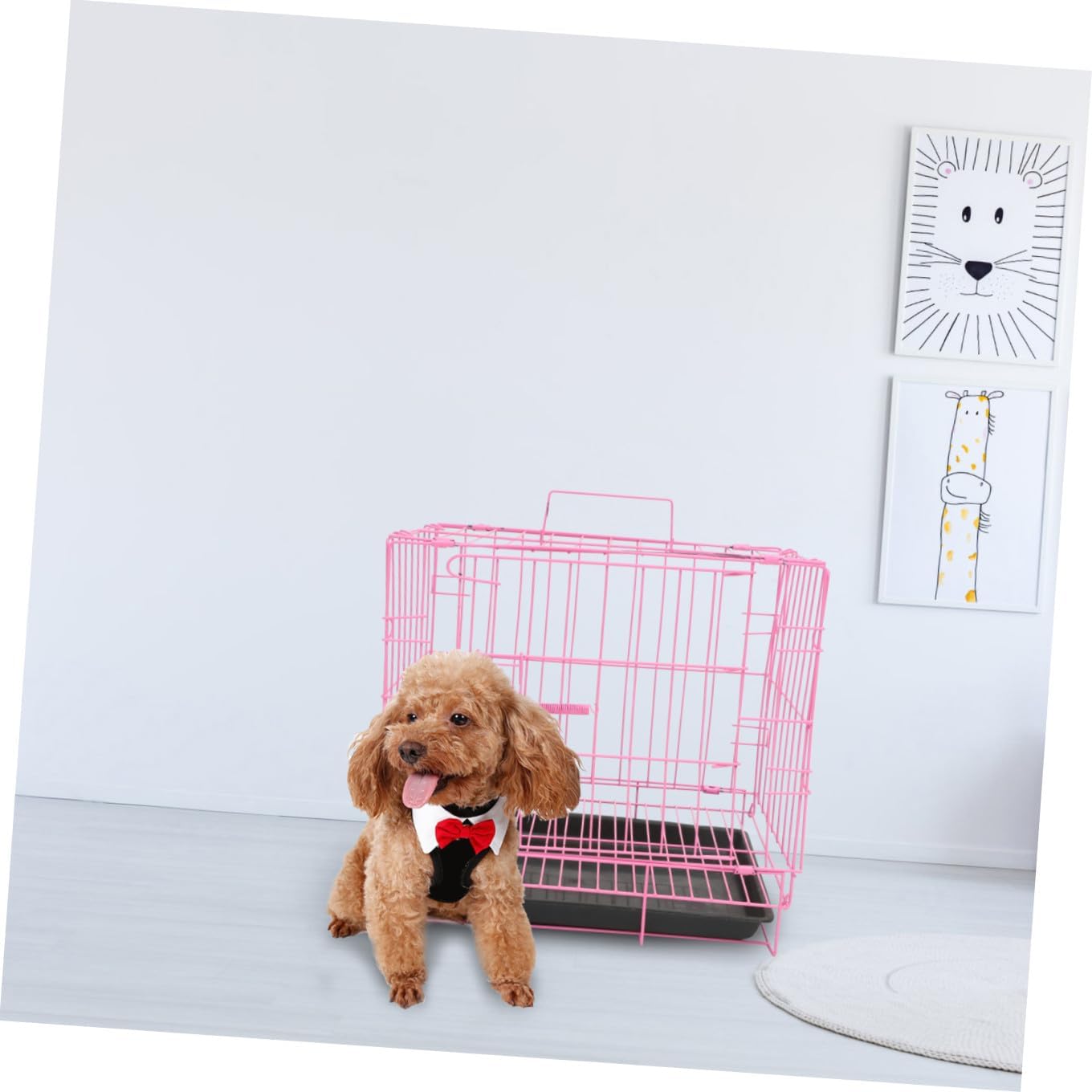 Folding Pet Cage House Pink Small Medium Dog Cat Rabbit Kennel Portable Breathable for Indoor Outdoor Use