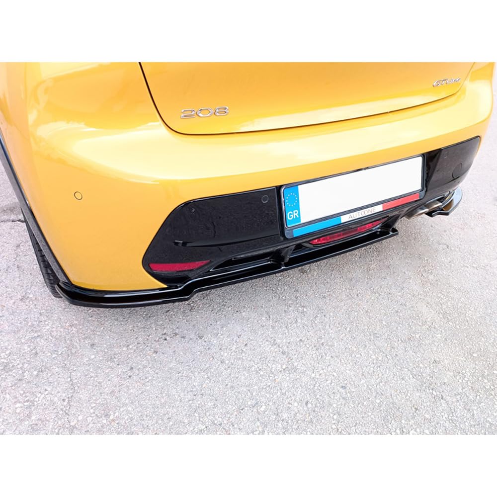 Jupe arrière (Diffuser) V.2 compatible avec Peugeot 208 II 2019- (ABS Noir Luisant)