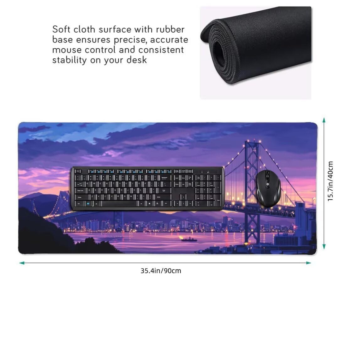 Tappetino Mouse XXL 1000x600x3mm Tappetino Mouse Ponte Lago Impermeabile Tappetino Gaming Mouse Pad XXL Tappetino Scrivania, Base Antiscivolo Migliora Precisione e Velocità per Desktop/Ufficio