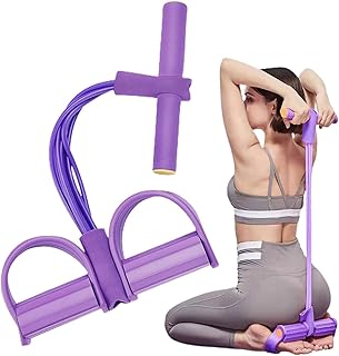 QUXIS Pull Reducer Training Bands with 4 Tubes, Purple Resistance Exercise Equipment for Home Workout, Sit-up Bodybuilding...