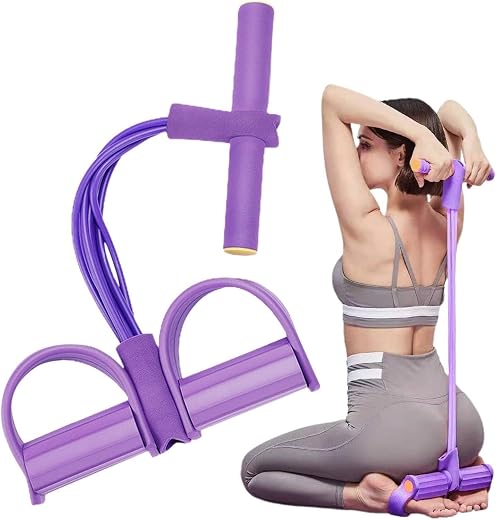 QUXIS Pull Reducer Training Bands with 4 Tubes, Purple Resistance Exercise Equipment for Home Workout, Sit-up Bodybuilding...