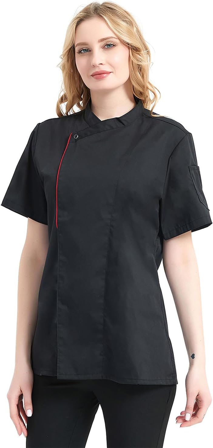 TopTie Women's Chef Coat Short Sleeve Chef Jacket - Image 2