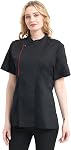 TOPTIE Women's Chef Coat Short Sleeve Chef Jacket