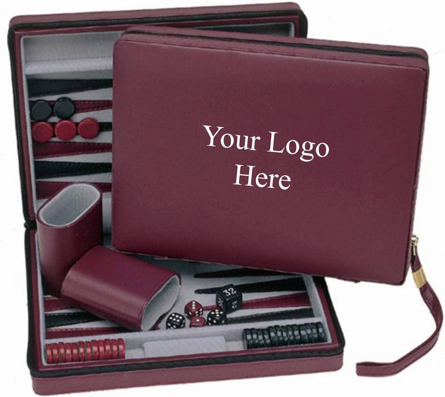 WE Games Custom Monogram Magnetic Travel Backgammon Set - Burgundy