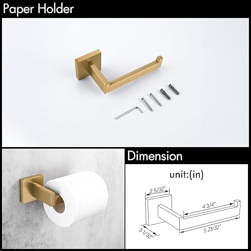 Miniatura 5 de BAGNOLUX Toallero dorado, juego de baño de 4 piezas, juego de toallero de baño de acero inoxidable SUS304, juego de toallero para montaje en pared,