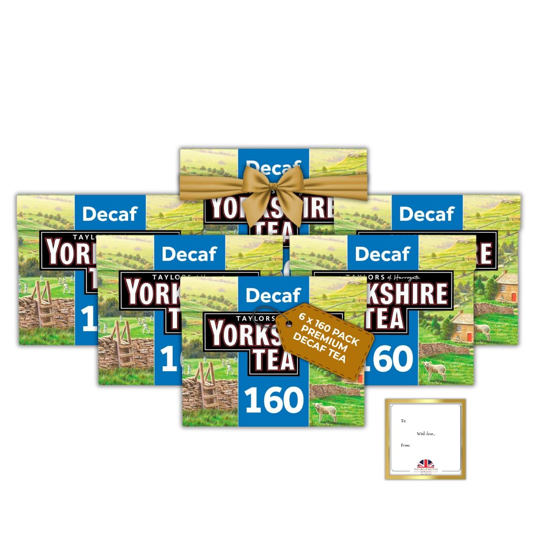 Yorkshire Decaf Tea Bags Bulk - 6x160 Tea Bags Bundled by The Great British Kitchen