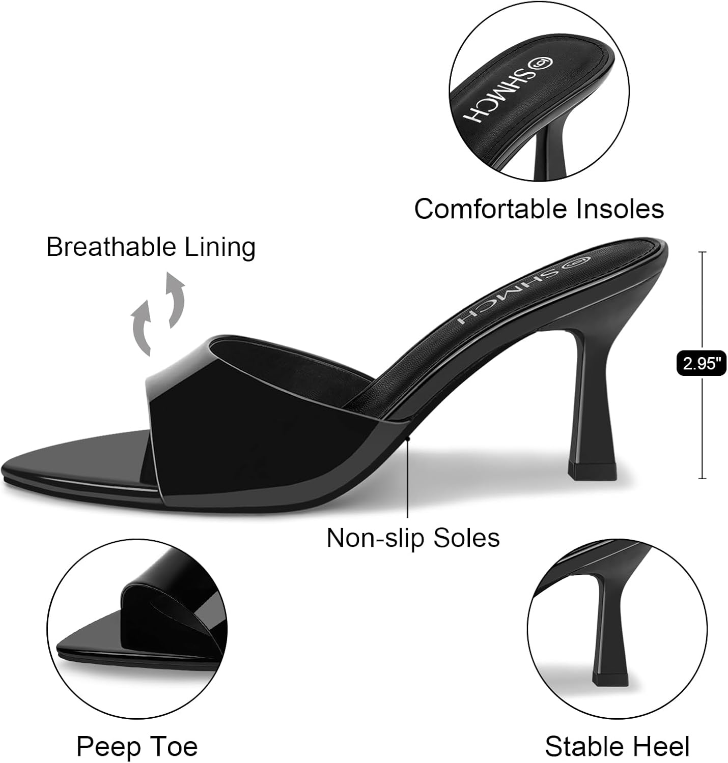 Women’s Pointed Toe Mule Sandal Heels, Slip On Open Toe Kitten Heels for Women, Heeled Sandals Mules for Dress,Casual Outfits - Image 5