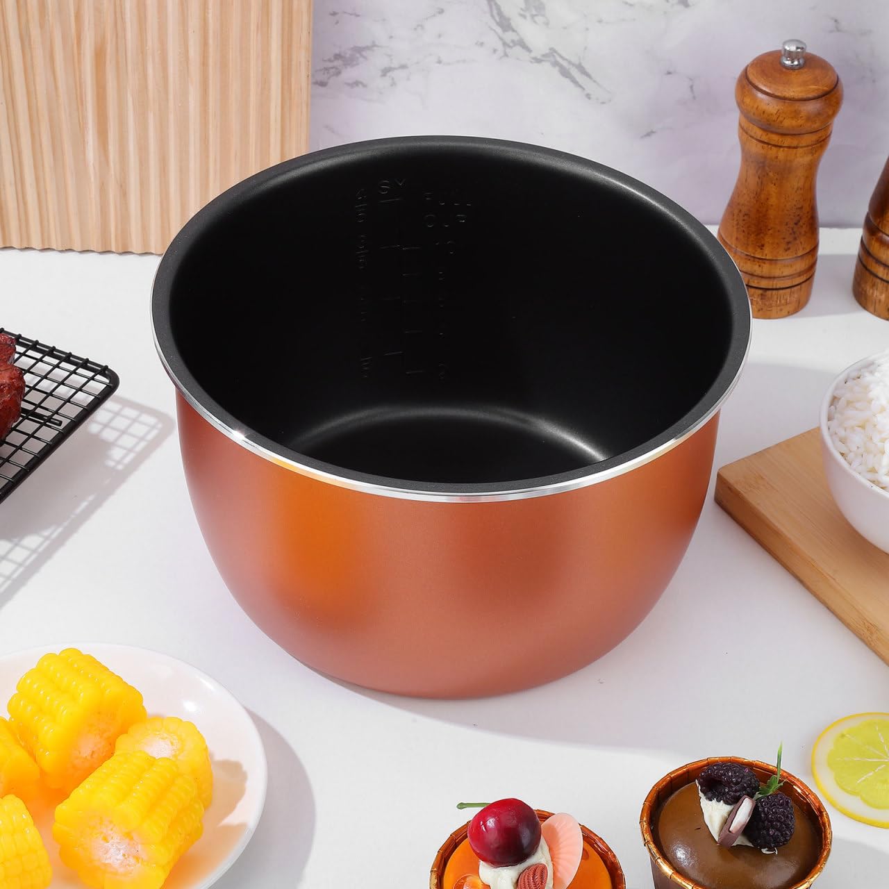 Sewroro Autocuiseur électrique de 5 L - Pot intérieur anti-adhésif en alliage d'aluminium - Bol de cuisson de rechange pour cuiseur à riz et préparation de repas polyvalente
