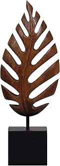 Decozen Wooden Leaf Sculpture - Hand Carved Solid Wood Coffee Table Decor and Western Decor Accent for Living Room, Mantel, Bookshelf Centerpiece, Christmas Decorations, Valentines