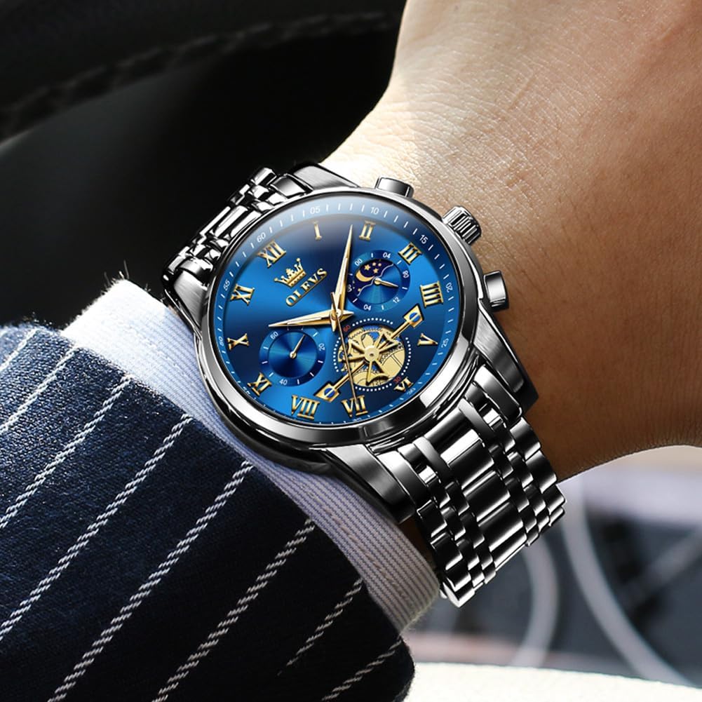 OLEVS Mens Luxury Watches Stainless Steel Dress Watches for Men,Octagon Large Wrist Analog Quartz Watch,Fashion Waterproof Man Watch Gold/Black/Silver/Blue/Brown Dial Relojes para Hombres - Image 7