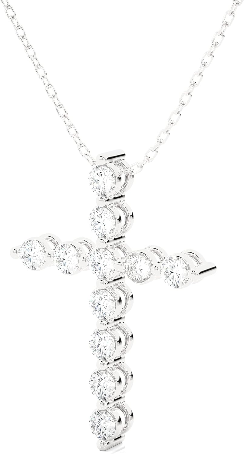 PRIVOSA Diamond Cross Necklace for Women - Solid 14k Gold and 1/5 to 3/4 Carat Natural Diamond Cross Pendant - Christian Gifts for Her - Dainty Necklace with Silver Chain - Catholic Faith Jewelry for Women - Image 7