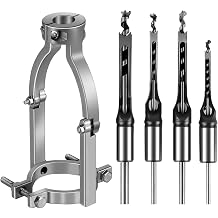 Square Hole Drill Bit Adapter and Square Hole Drill Bit Set for Wood Mortising Attachment Drill Press Hollow Chisel Mortise Drill Tool for Mortise Machine