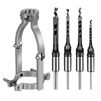 Square Hole Drill Bit Adapter and Square Hole Drill Bit Set for Wood Mortising Attachment Drill Press Hollow Chisel Mortise Drill Tool for Mortise Machine
