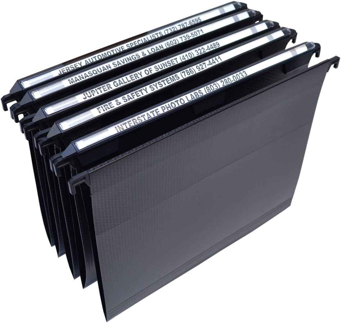 MagniFile Hanging File Folders (Black, V-Base Letter, Set of 5)