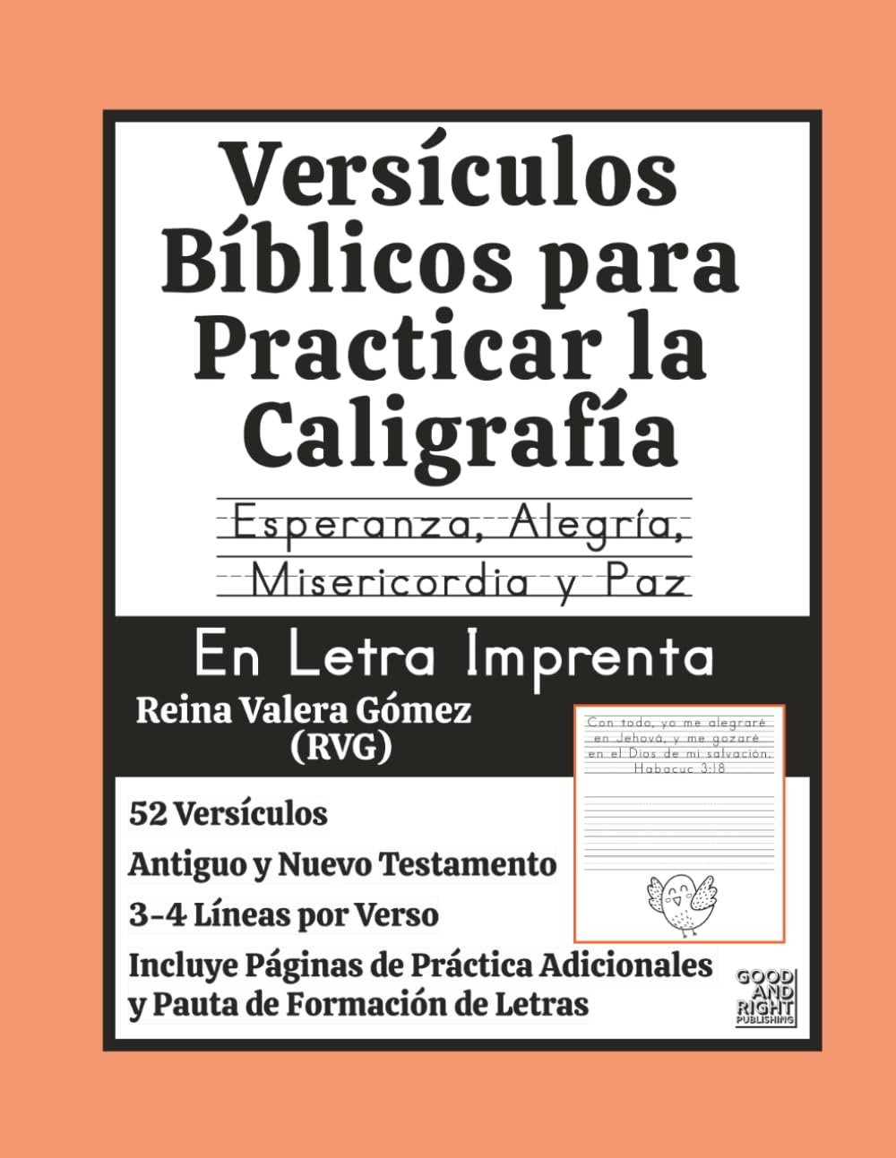 Versículos Bíblicos para Practicar la Caligrafía: Esperanza, Alegría, Misericordia y Paz En Letra Imprenta