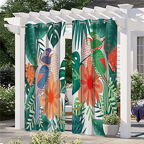 Rideaux D'extérieur, Les Oiseaux Se Disputent 3D Printed Rideau Occultant Isolant Thermiques pour Pergola, Rideau exterieur Imperméable pour Pergola,Cabanon Jardin,Porche Terrasse-2 Panneau 132x213 Cover