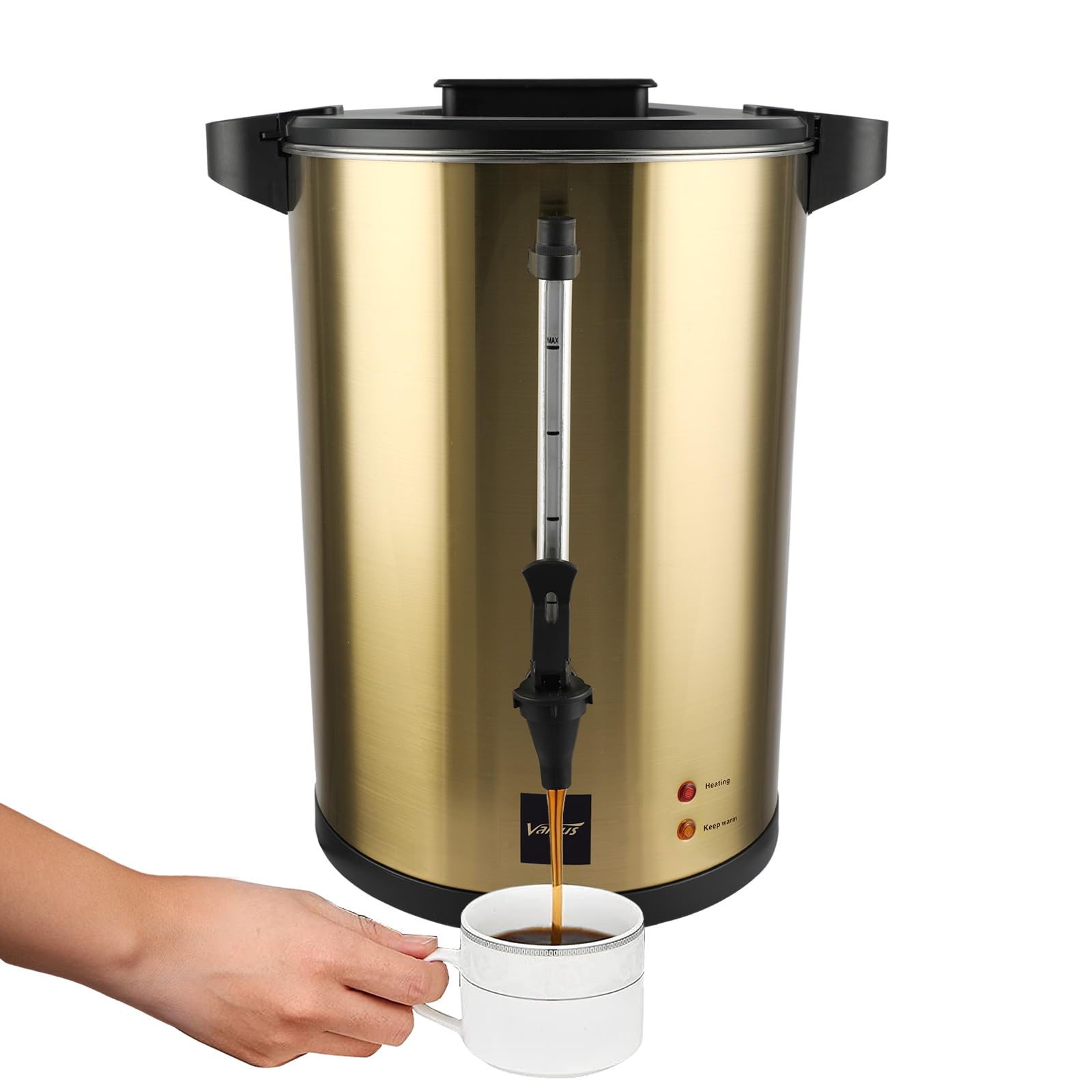 Valgus Kommerzielle Kaffee Urne 55 Tassen 8l Gold Doppelwandige Kommerzielle Edelstahl Kaffeemaschine mit professionellem Kaffeemaschine Wasser-Heizung für Catering Hochzeit Party
