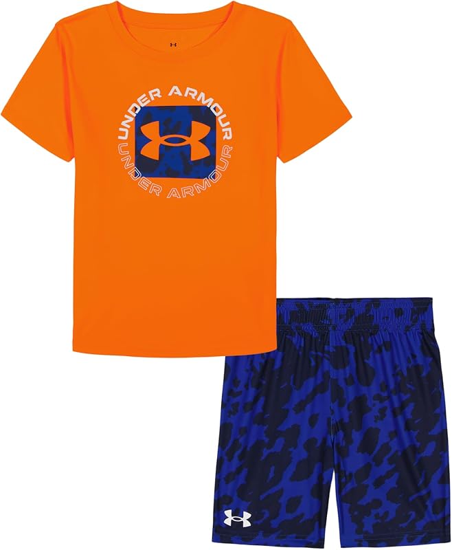 Conjunto de remera y pantalones cortos con gráfico de manga corta para niño, ligero y transpirable, 2 piezas