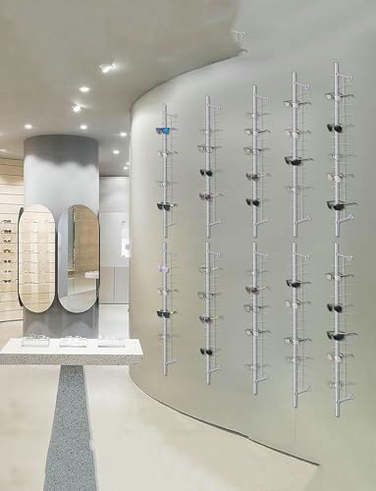 Soporte para marco de gafas y soporte de exhibición, organizador de almacenamiento seguro para gafas de sol y gafas, barra de exhibición decorativa con cerradura, ideal para uso doméstico y minorista