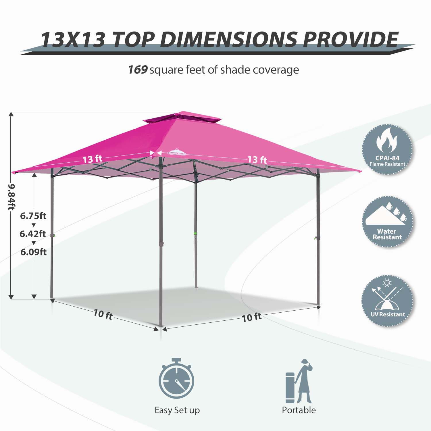 Snapklik.com : EAGLE PEAK 13x13 Straight Leg Pop Up Canopy Tent Instant ...