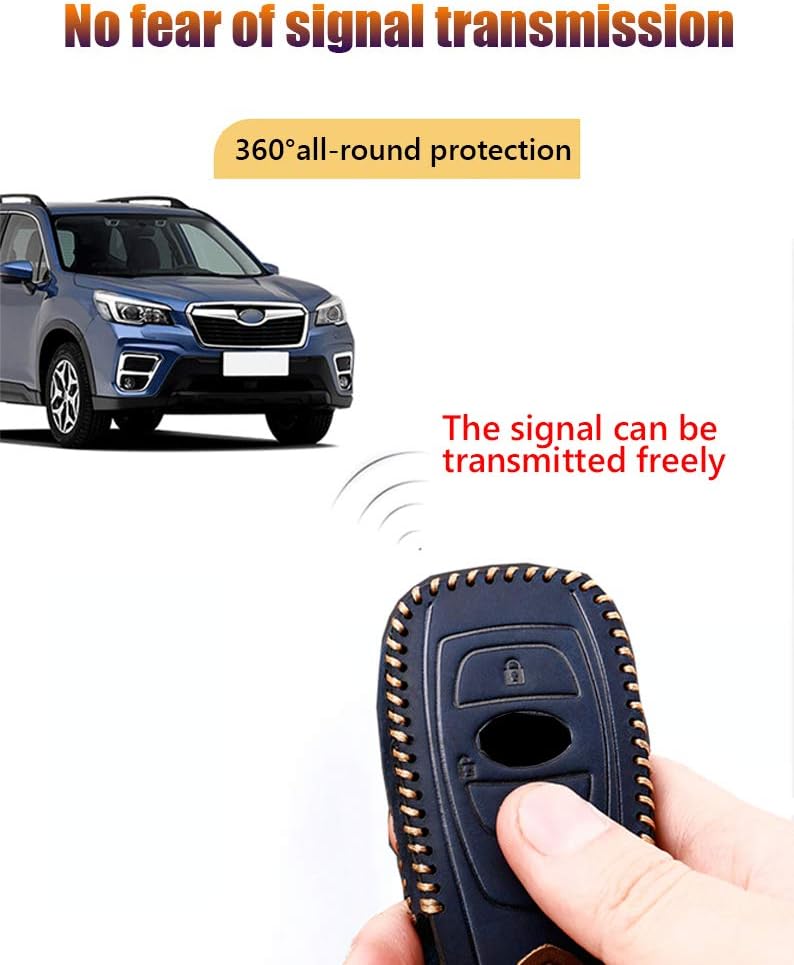 Great luck Cow Hide Car Key Case Protector Remote Smart Key Cover Fob Case,with Key Chain(Brown) for Subaru BRZ/ Legacy/Outback/Impreza/Crosstrek/STI/WRX/Forester/Ascent