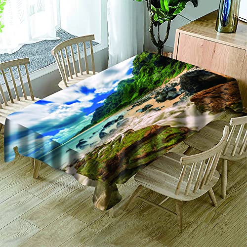 Mantel Antimanchas Rectangular,Rectángulo Impermeable Mantel Creativo Montaña Océano Paisaje Cubierta De Mesa Al Aire Libre Manta De Picnic para Decoración De Mesa De Fiesta En El Jardín,100X14 Cover