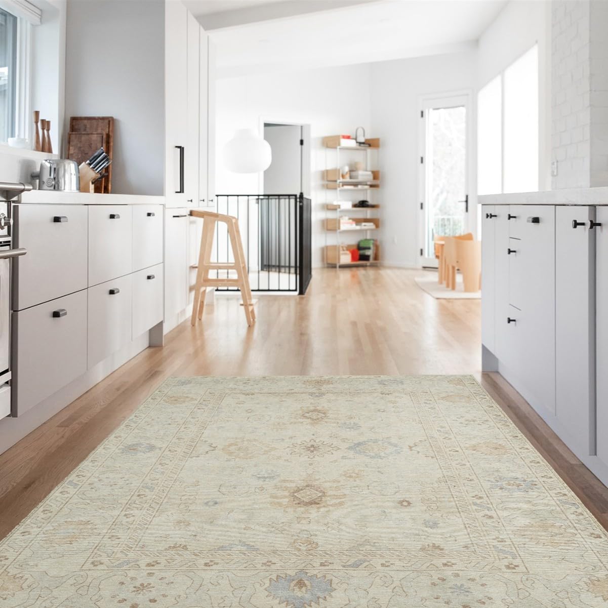 Revival Rugs Nimbus 5'x8' Zero-Shedding Area Rug for Living Room Bedroom - Oeko-TEX Certified, Low Pile, Spot Clean, Cornflower, Yellow Beige