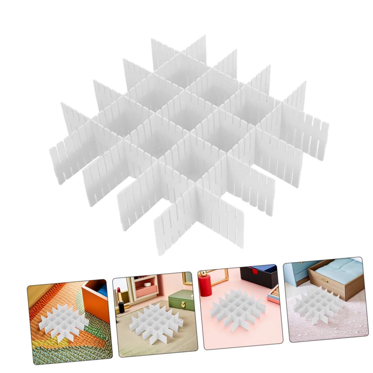 16 Stück Teiliges Verstellbares Schubladenteiler Weißem Kunststoff mit Diy-gitterdesign Flexibler Organizer für Unterwäsche Socken Kosmetik und Vielseitige Aufbewahrung im Haushalt