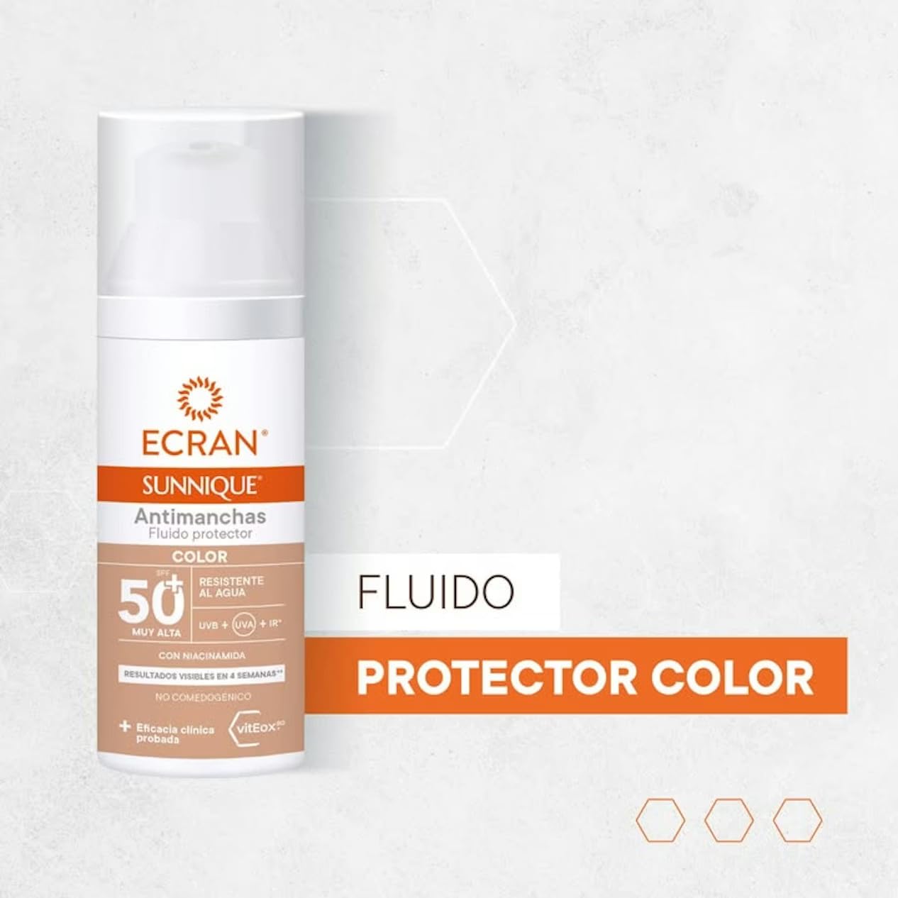 ECRAN SUNNIQUE – Protector Facial SPF 50+ Antimanchas Antiarrugas con Color, con Niacinamida y Ácido Hialuronico, Despigmenta y Unifica el Tono, Fórmula con VitEox80 - 50 ml — view 11