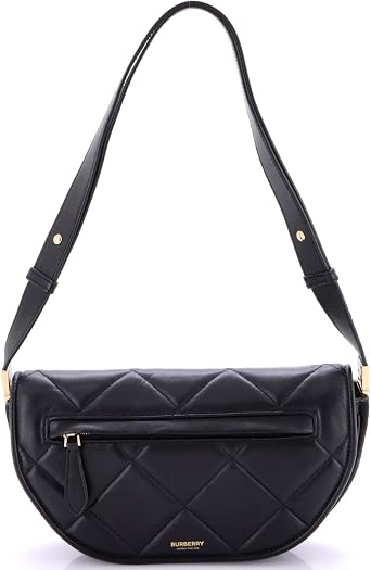 Pre-Loved Olympia Flap Bag Quilted Leather Small, Black