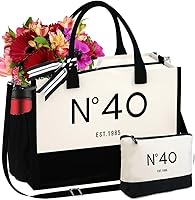 Vista 9 de 30th/40th/50th/60th/70th Birthday Gift Canvas Tote Bag for Women, Keepsake Beach Bag Party Birthday for Her