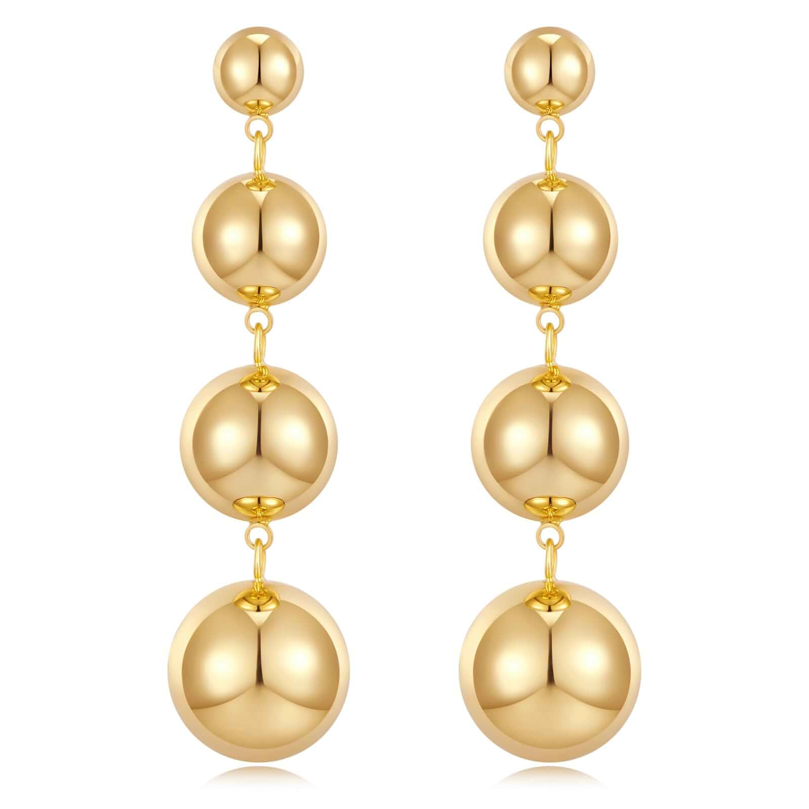FAMARINE Gold Silver Long Earrings Women Dangle Ball Earrings Jewelry