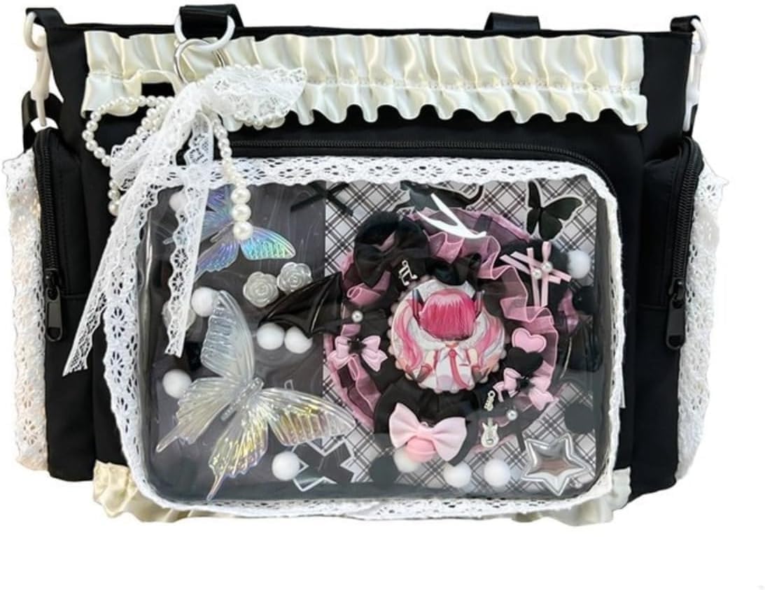Y2K Kawaii Shoulder Ita Bag Women Cutecore Anime Lolita Cute DIY Badge Pin Display Purse Lace itabag ruffle Bags
