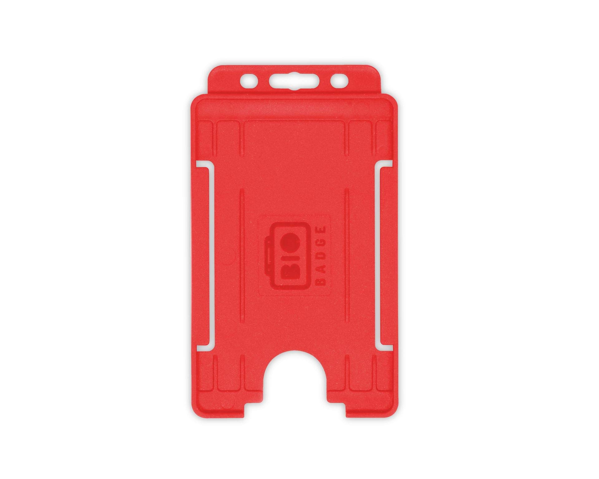 Red BioBadge ID Card Holders Open-Faced for ID Badges, Portrait - Pack of 100