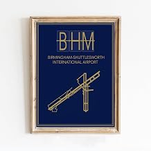 Modern Poster of Birmingham International Airport Runway Shuttlesworth | 11x17 12x18 16x24 24x36 Unframed Print Wall Art | Minimal Traveler Gift | Minimalist Home Office Decor