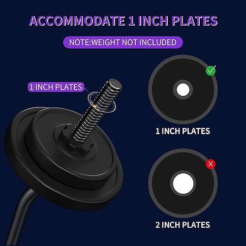 Miniatura 6 de Barra de levantamiento de pesas EZ de 47 pulgadas, barras rizadoras de 1 pulgada para levantamiento de pesas, barra para empujes de cadera,