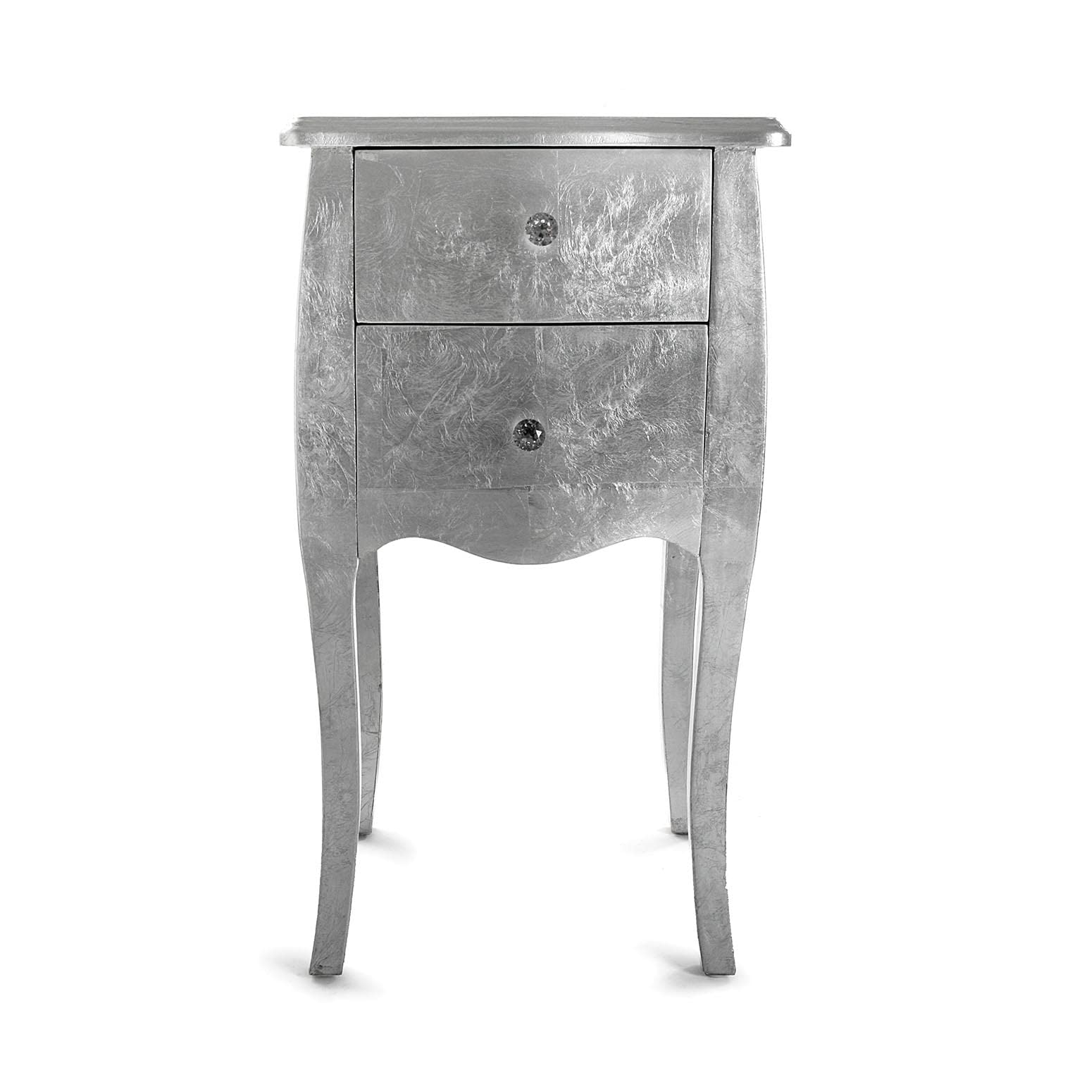VERSA Cagliari Comodino Tavolino o ausiliario per la Camera da Letto o Il Soggiorno Cassettiera, con 2 cassetti, Misure (A x L x l) 71 x 35 x 40 cm, Legno, Colore Argento