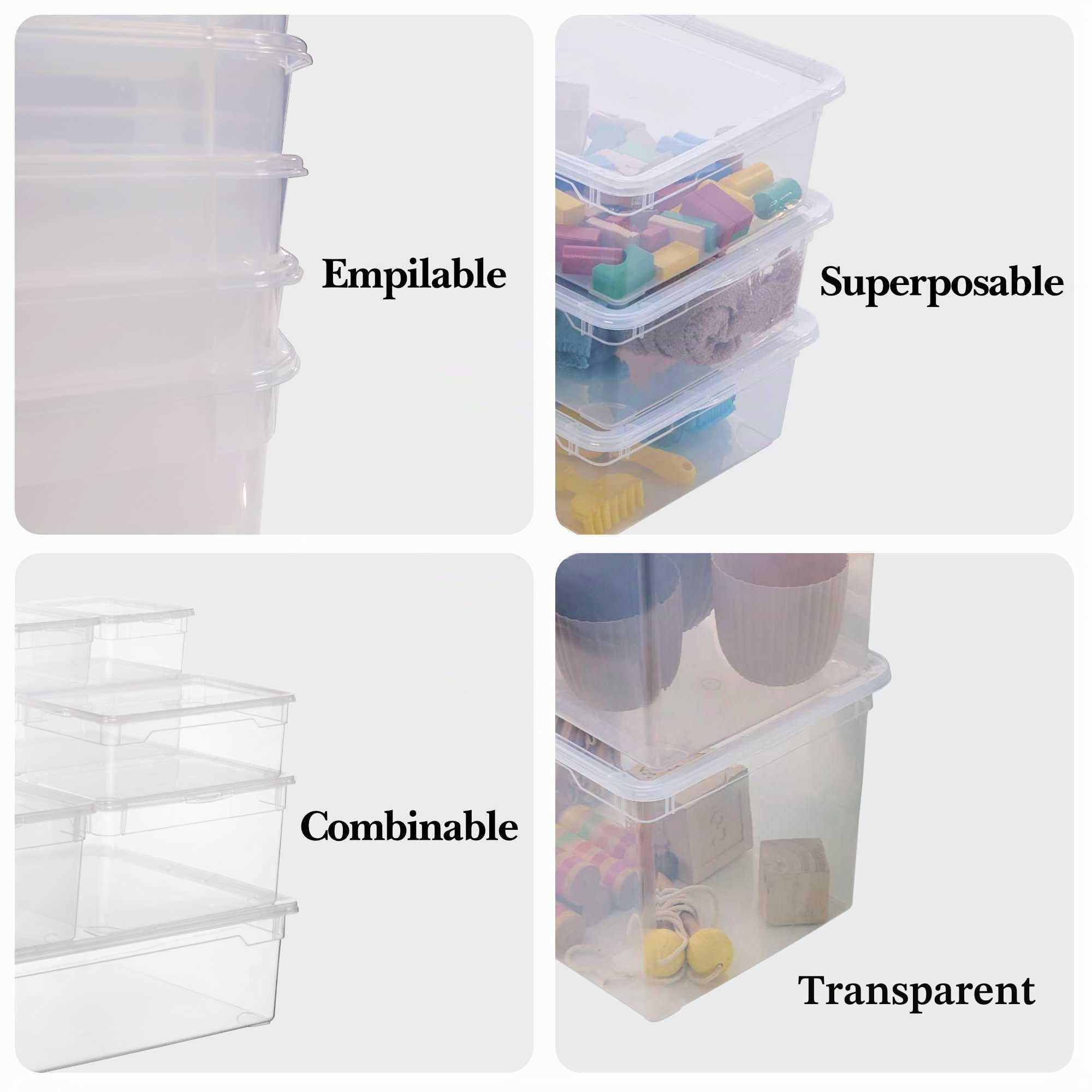 SUNDIS Clear Box, boîte de rangement plastique avec couvercle 5L, x10