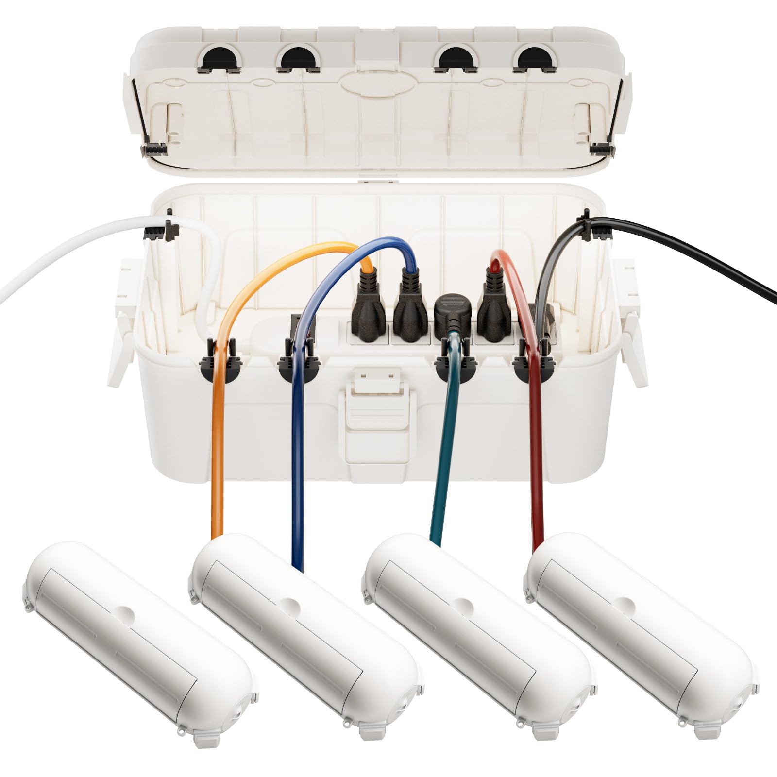 RESTMO 5-Piece Outdoor Waterproof Electrical Box Set – 12.5" x 8.5" x 5" Large & 7.1" x 2.3" x 2.3" Small, Weatherproof Boxes for Power Strip, Outlet,