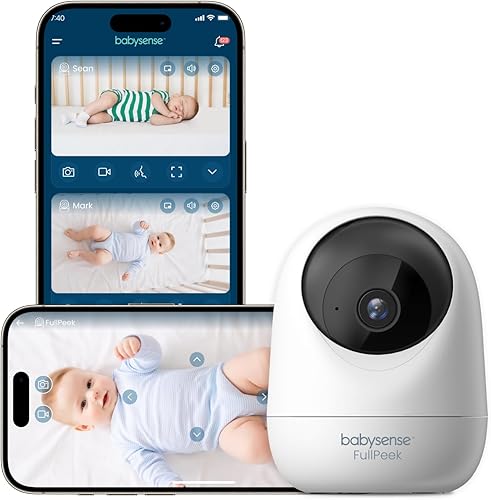 Babysense FullPeek - Monitor de video para bebés de 3 MP, cámara de seguridad WiFi con seguimiento automático, detección inteligente de movimiento y