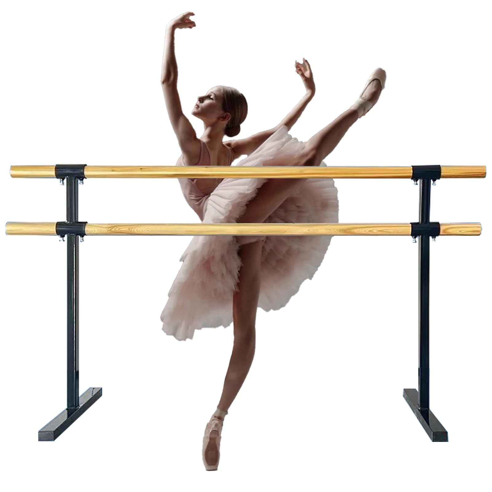 Mobile Ballettstange aus Stahl, verstellbar, 150 cm, unterstützt bis zu 150 kg, ideal für Tanz, Zuhause, Fitnessstudio, Stretching und Beintraining, Schwarz