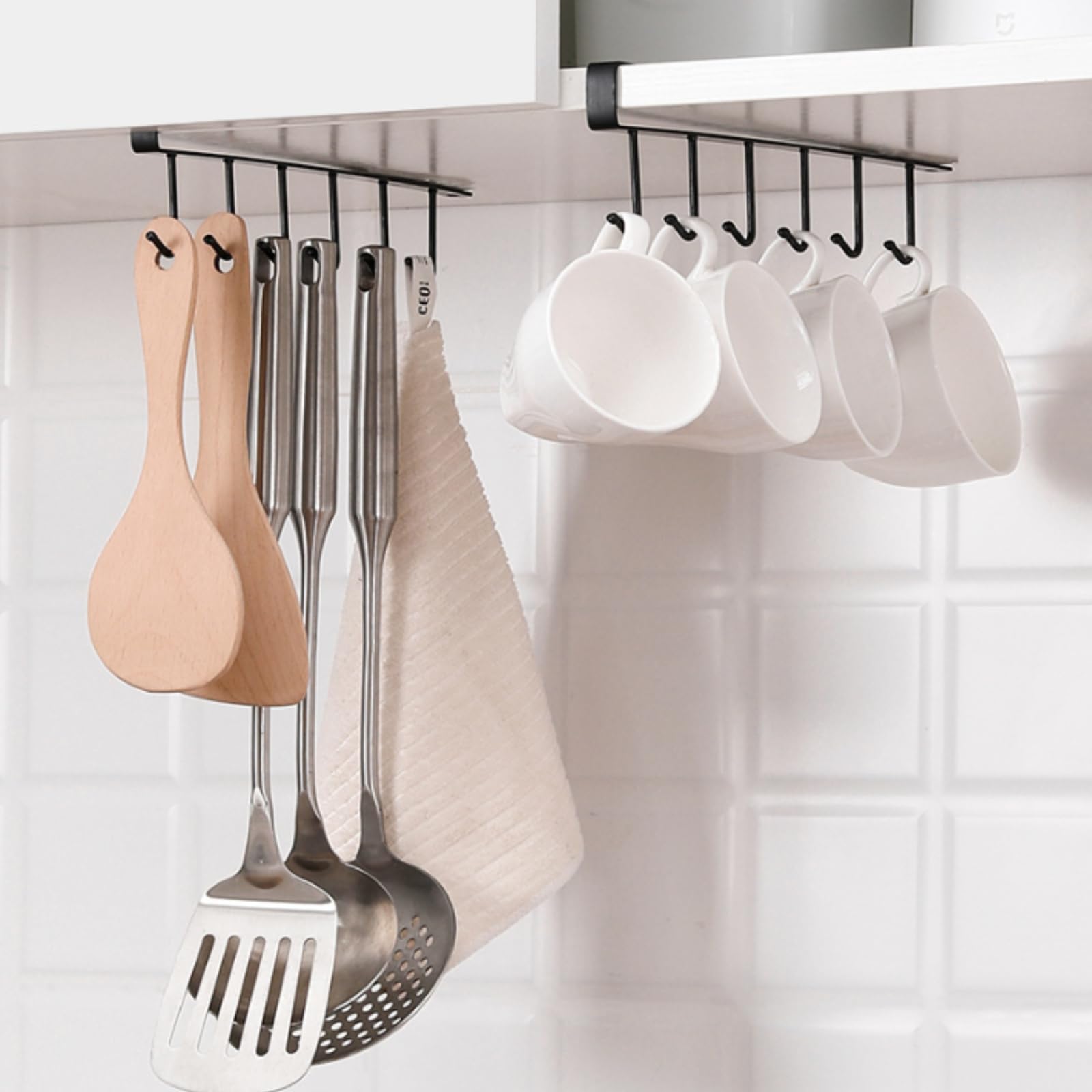 Appendi Tazze Sottomensola 3 Pezzi - Porta Tazzine Nero, Salvaspazio Per Cucina - Foto 2