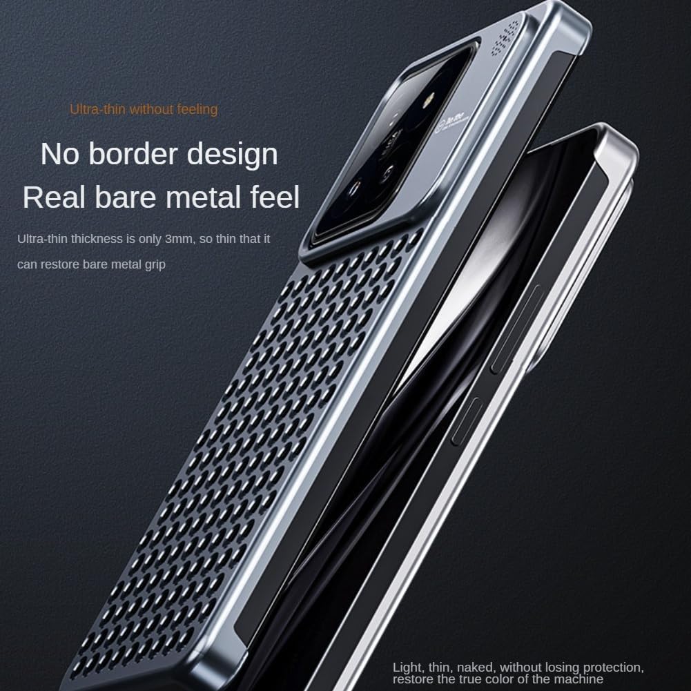 3mm Thin Frameless Bumper Metal Phone Case for Xiaomi 14 - Sleek and Durable (Silver)
