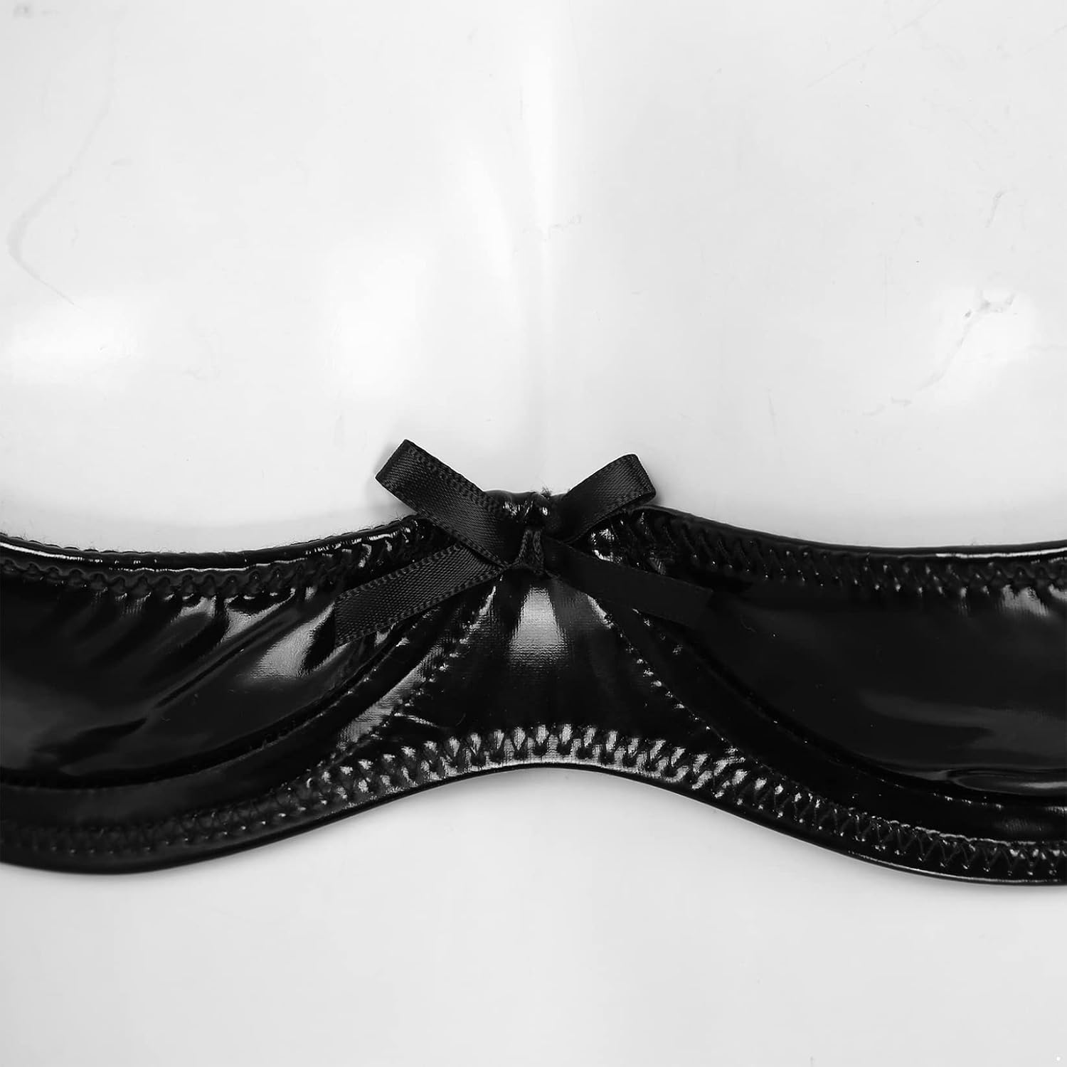 Women's Underwire Push Up Shelf Bra 1/2 Cup Demi Balconette PVC Leather Unlined Bralette