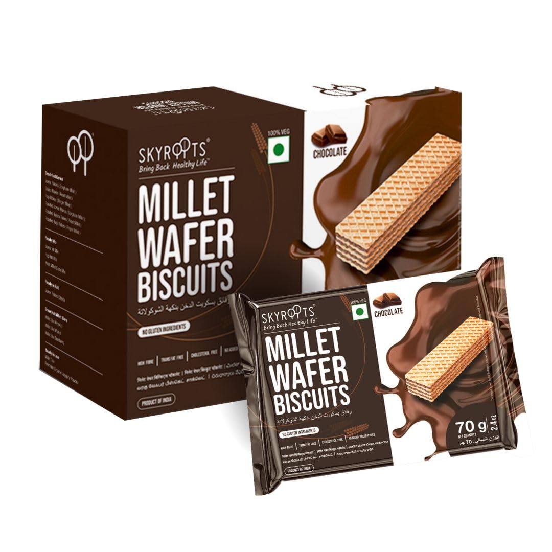 Millet Wafer Biscuit - Chocolate | Healthy & Crunchy Snack | Naturally Gluten-Free | High Protein | Made with Jowar & Bajra Millets | No Maida, No Preservatives | 420g