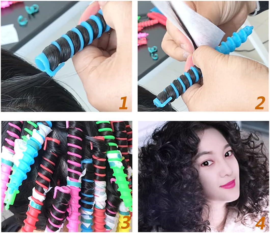 18Pcs Hair Curlers Spiral No Heat Hair Curlers Heatless Spiral Hair Perm Rod Hair Curlers Rollers Barber Hairdressing Styling Tools(Color Random) - Image 5