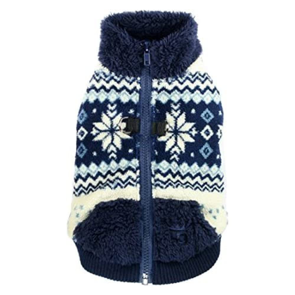 Hip Doggie HD-7SVN-XL Soft Snowflake Fleece Vest for Dogs XL Blue
