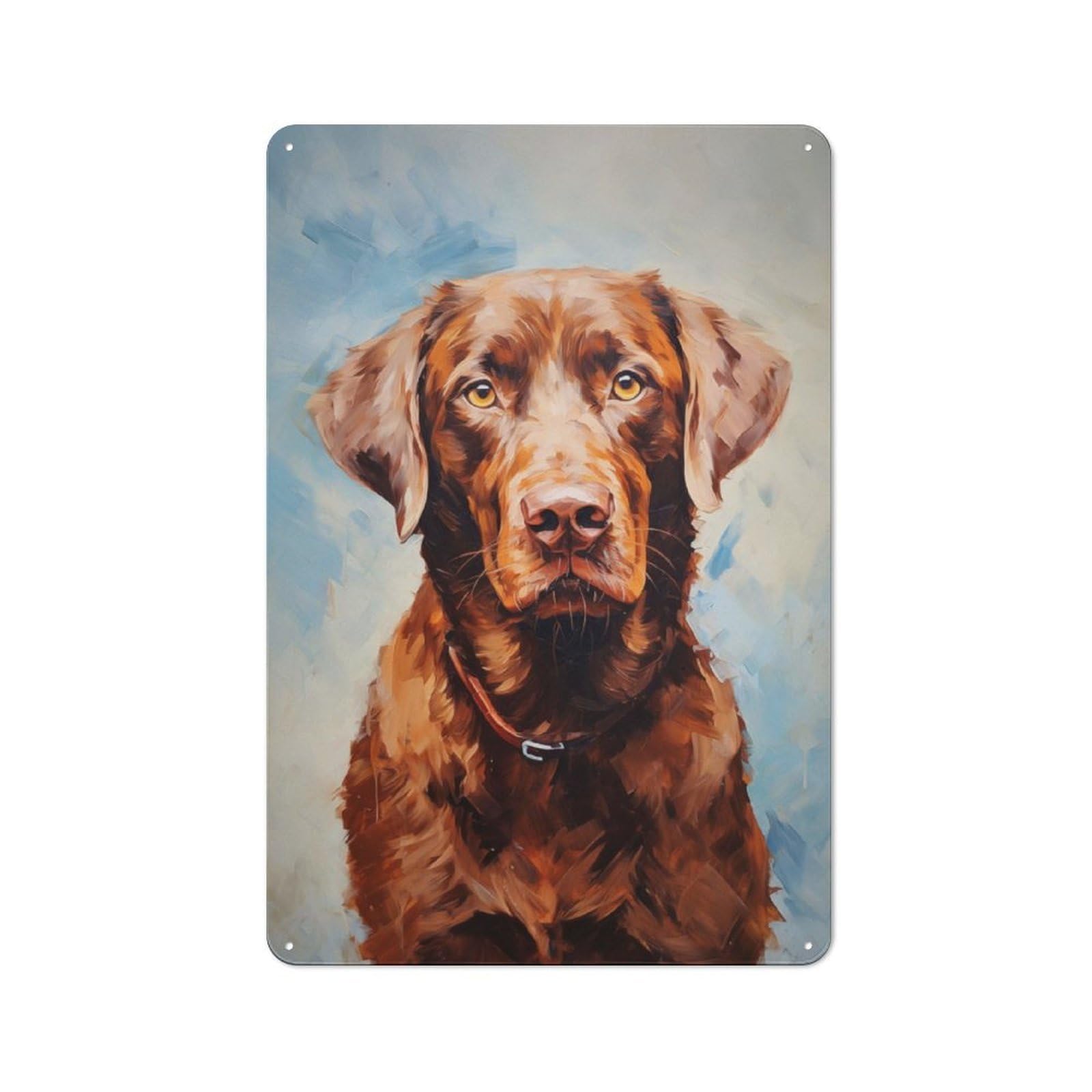 Junmoney Chocolate Labrador Retriev Metal Plaque 30X20cm With For Garage Wall, Rustic Decor, For Winter Interiors And Metal Sign Collectors