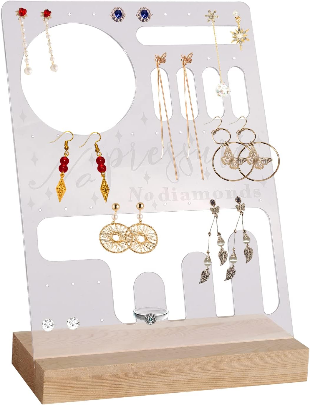 CHGCRAFT 20×27cm Acrylic Stud Earring Display Stand Hanger Board Earring Holder Organizer with Wooden Earring Holder for Earring Bracelet Necklace Jewelry Display, 8x20x27.5cm